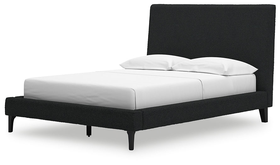 Cadmori Upholstered Bed With Mirrored Dresser And 2 Nightstands