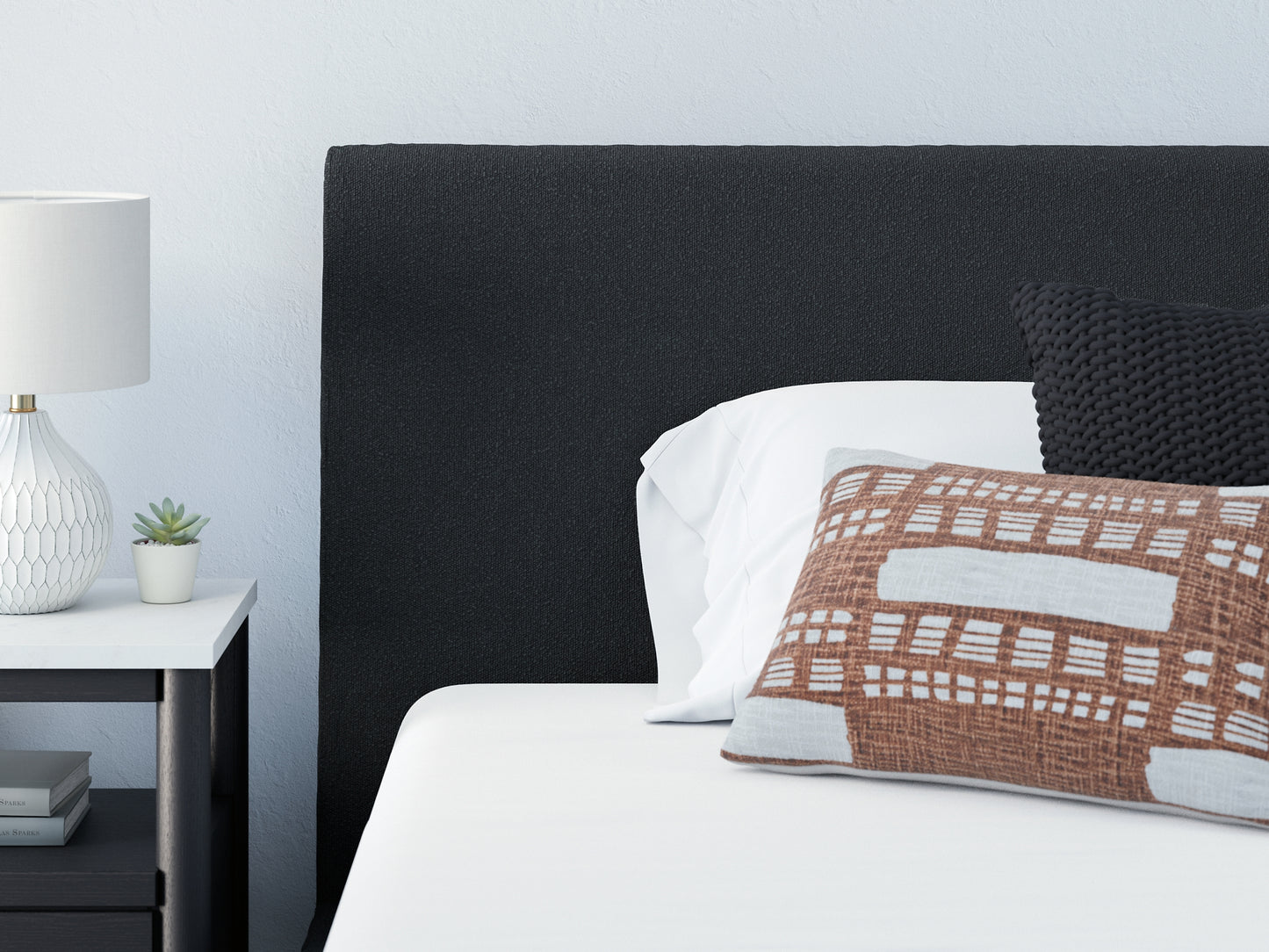 Cadmori Upholstered Bed With Mirrored Dresser And 2 Nightstands