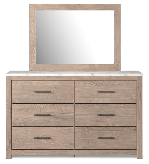Senniberg Panel Bed With Mirrored Dresser And Chest