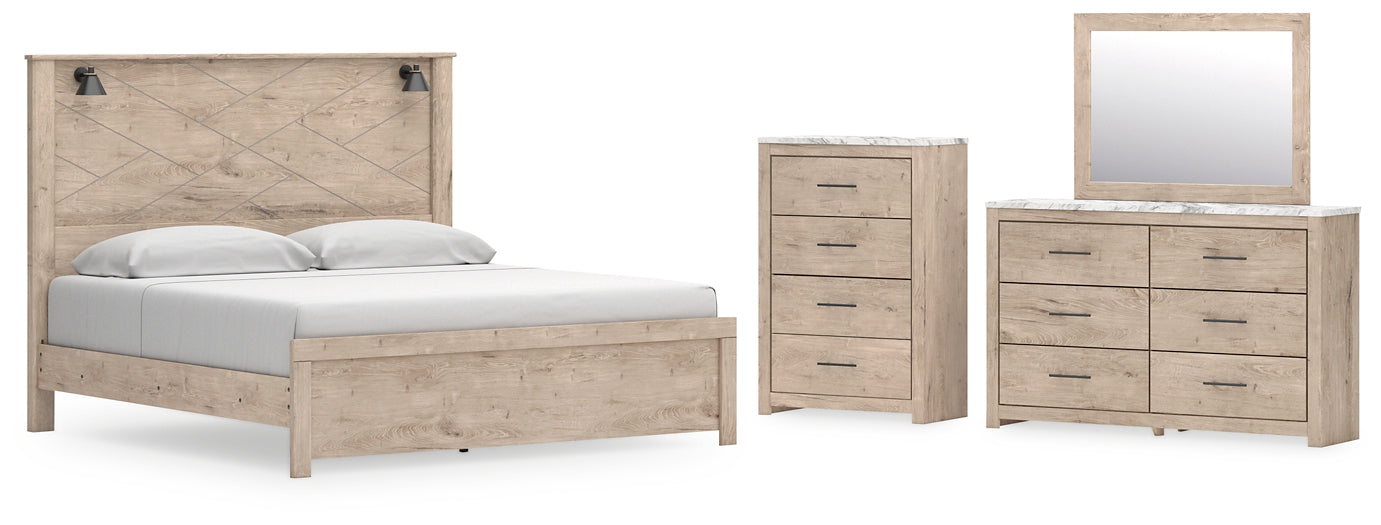 Senniberg Panel Bed With Mirrored Dresser And Chest