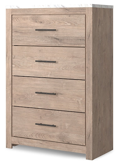 Senniberg Panel Bed With Mirrored Dresser And Chest