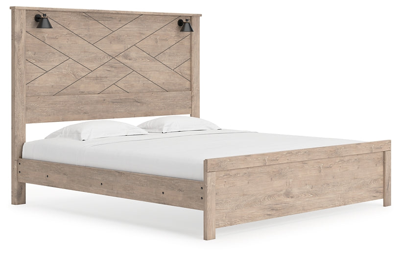Senniberg Panel Bed With Mirrored Dresser And Chest
