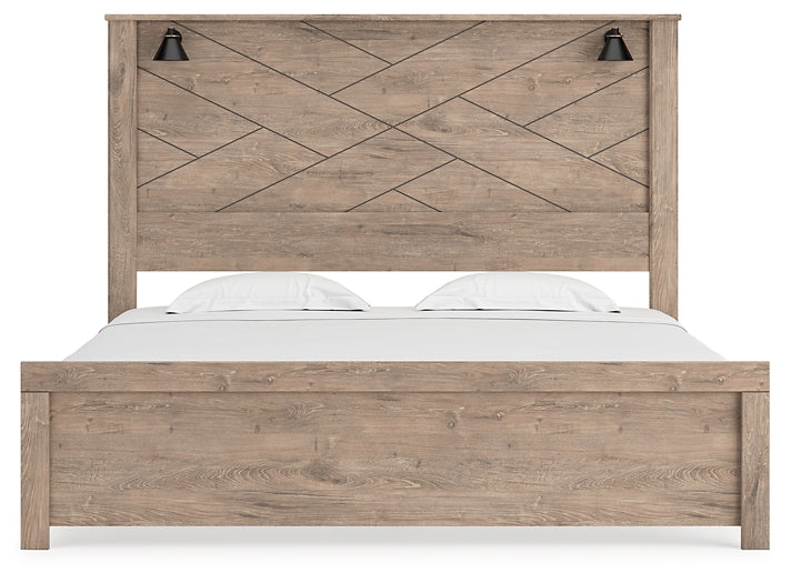 Senniberg Panel Bed With Mirrored Dresser And Chest