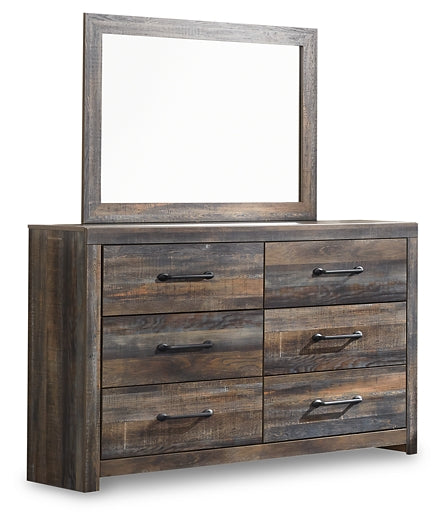 Drystan Panel Bed With 2 Storage Drawers With Mirrored Dresser And Nightstand