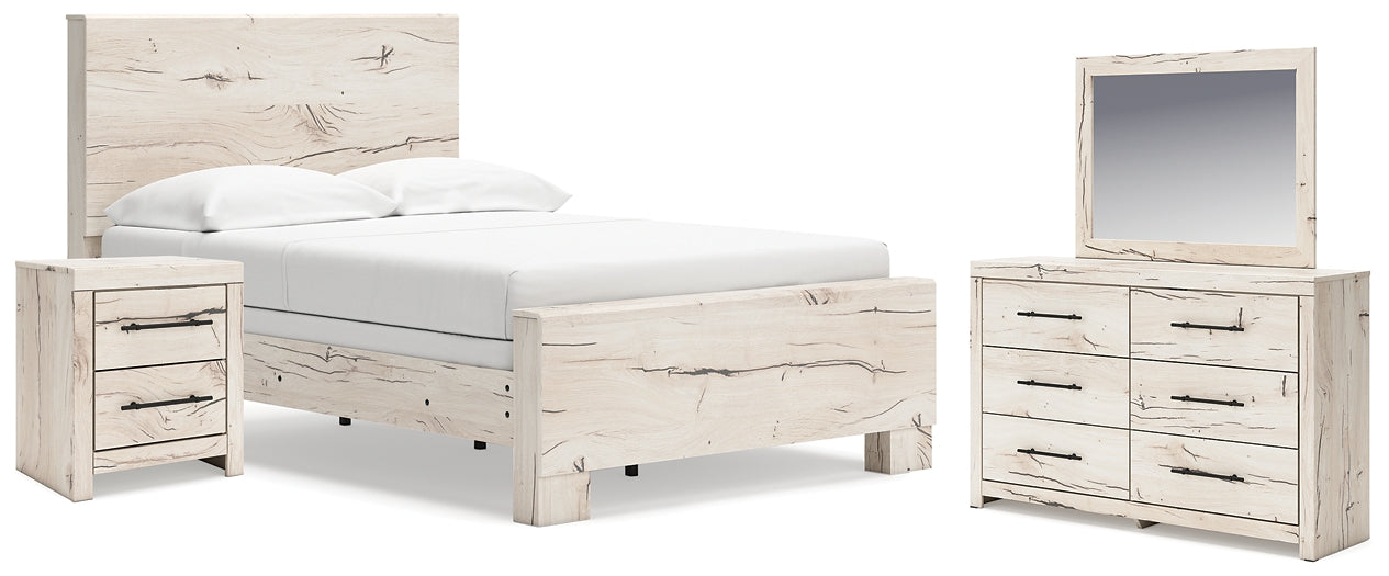 Panel Bed With Mirrored Dresser And Nightstand