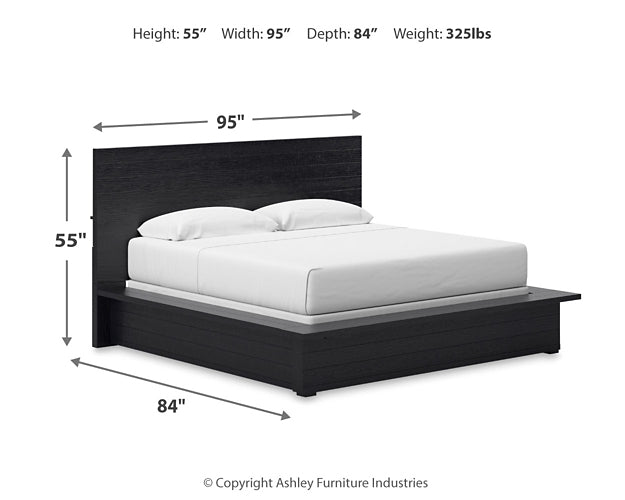 Londer Panel Bed With Mirrored Dresser, Chest And 2 Nightstands