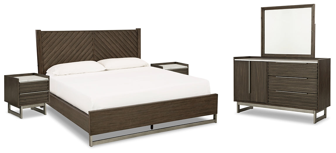 Arkenton Panel Bed With Mirrored Dresser And 2 Nightstands
