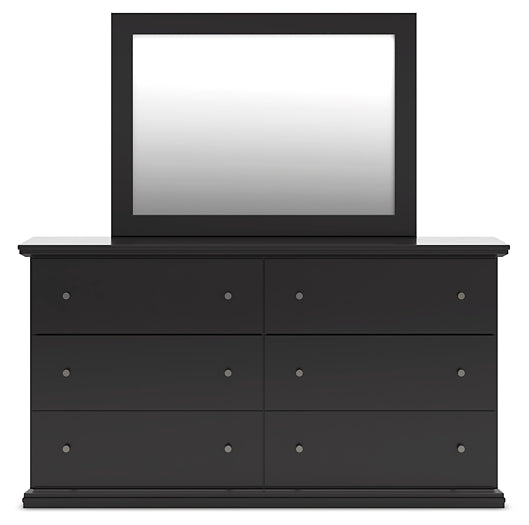 Panel Bed With Mirrored Dresser