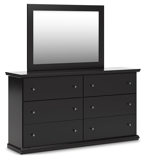 Panel Bed With Mirrored Dresser