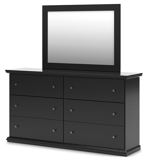 Panel Bed With Mirrored Dresser
