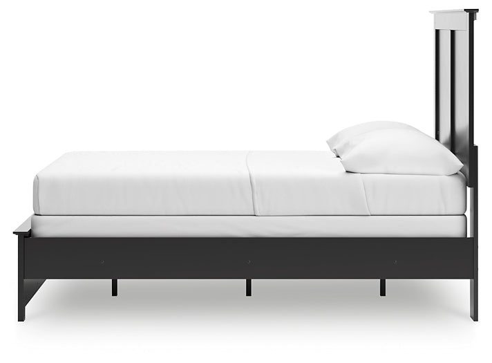 Panel Bed With Mirrored Dresser