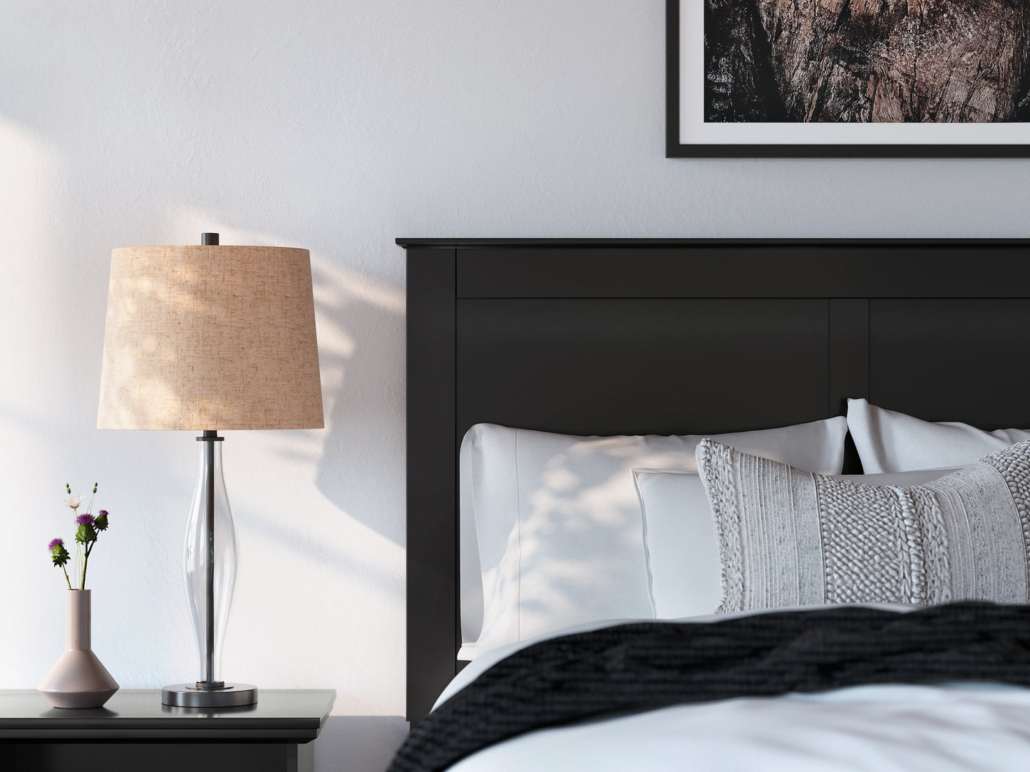 Panel Bed With Mirrored Dresser