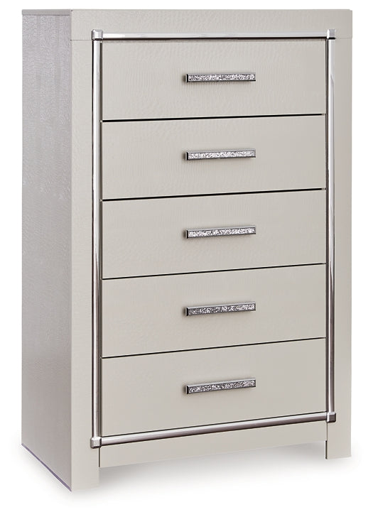 Zyniden Upholstered Panel Headboard With Mirrored Dresser And Chest