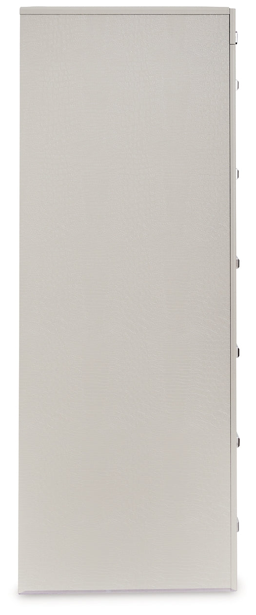 Zyniden Upholstered Panel Headboard With Mirrored Dresser And Chest