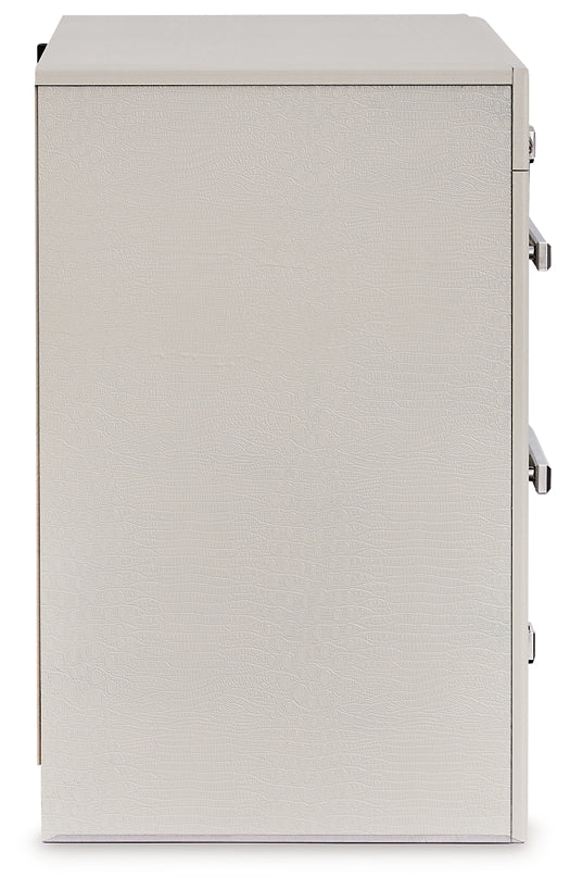 Zyniden Upholstered Panel Headboard With Mirrored Dresser And Nightstand