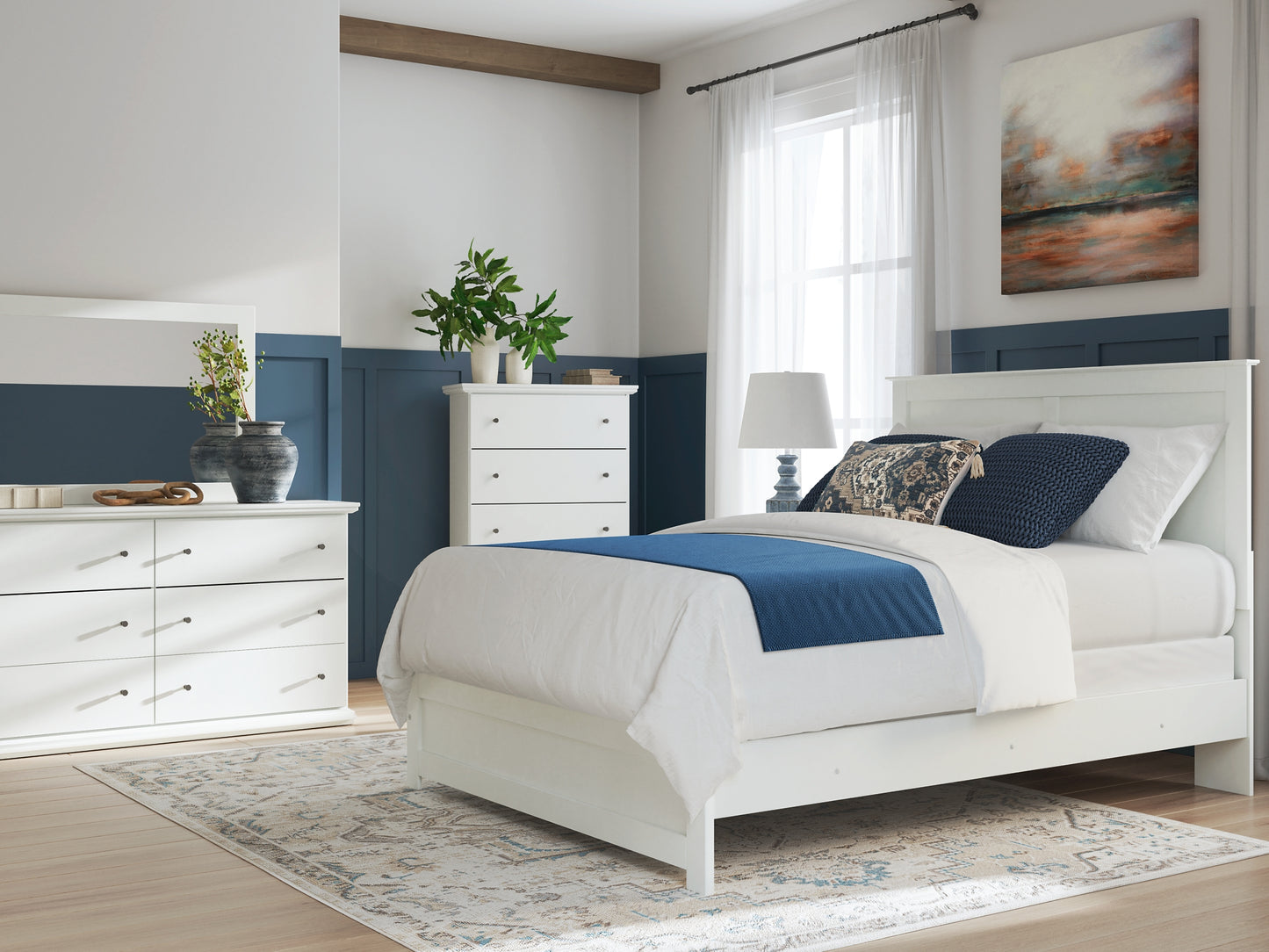 Bostwick Shoals Panel Bed With Mirrored Dresser And Chest