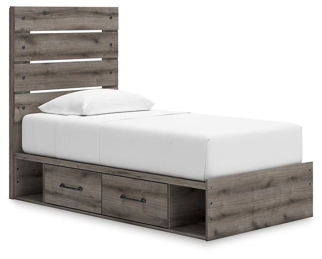 Graystorm Panel Storage Bed With Mirrored Dresser, Chest And Nightstand