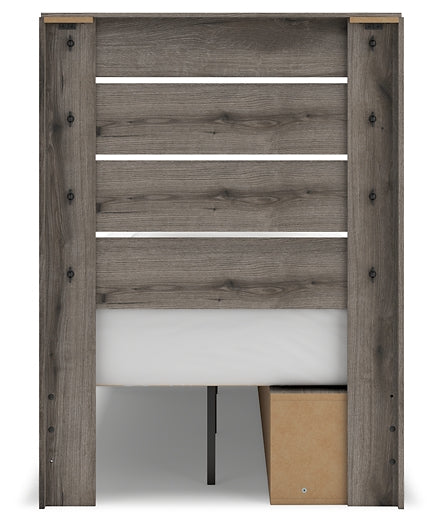 Graystorm Panel Storage Bed With Mirrored Dresser, Chest And Nightstand