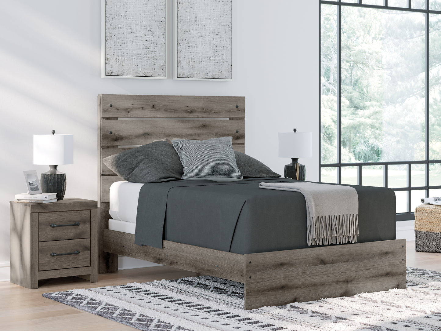 Graystorm Panel Bed With Mirrored Dresser, Chest And Nightstand