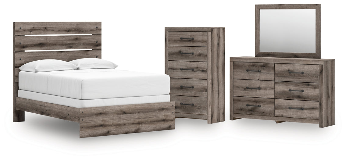 Graystorm Panel Bed With Mirrored Dresser And Chest