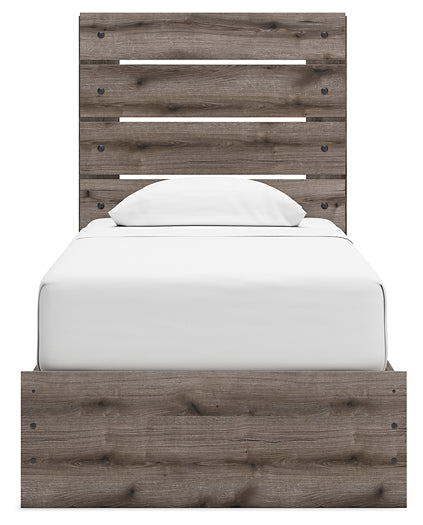 Graystorm Panel Bed With Storage With Mirrored Dresser And Chest