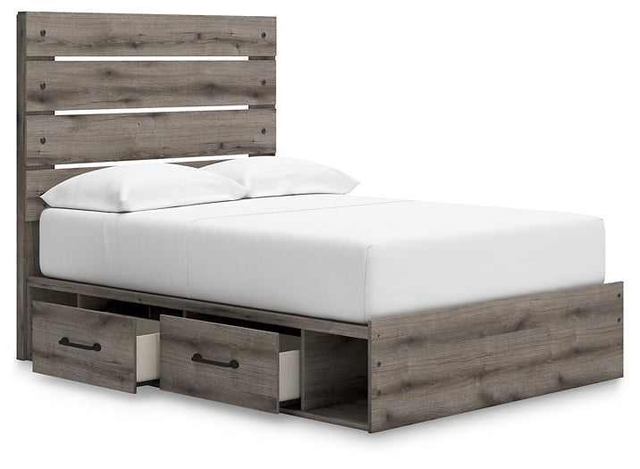 Graystorm Panel Bed With Storage With Mirrored Dresser And Chest