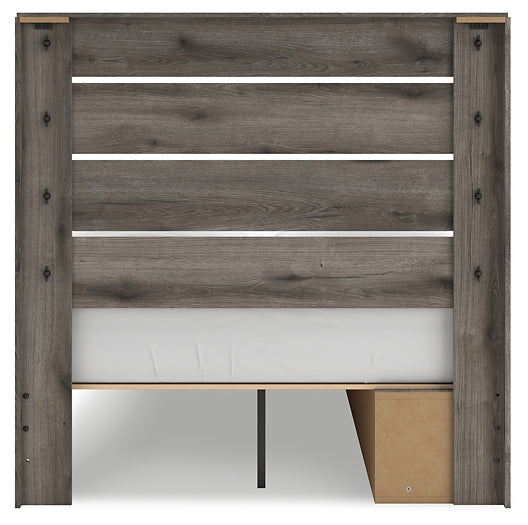 Graystorm Panel Bed With Storage With Mirrored Dresser And Chest