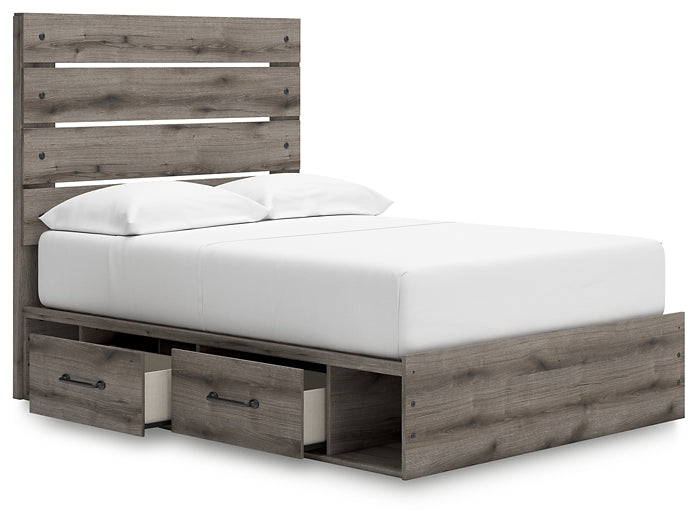 Graystorm Panel Bed With Storage With Mirrored Dresser