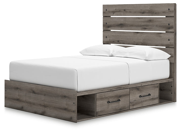 Graystorm Panel Bed With Storage With Mirrored Dresser