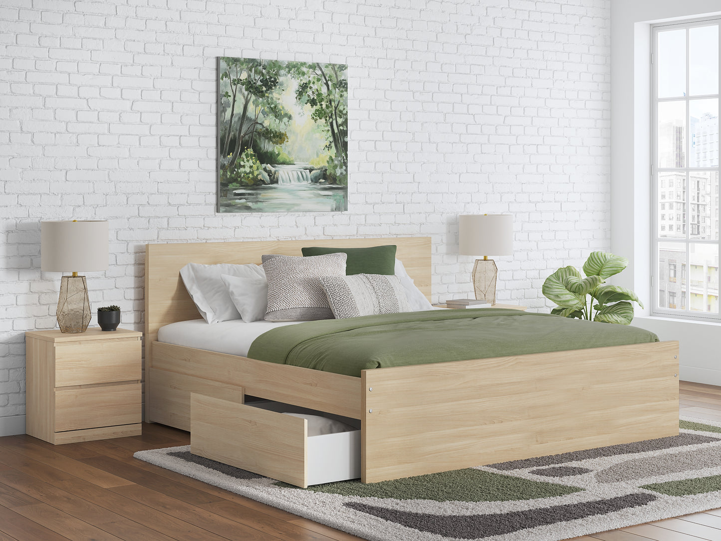 Onita Panel Platform Bed With 1 Side Storage