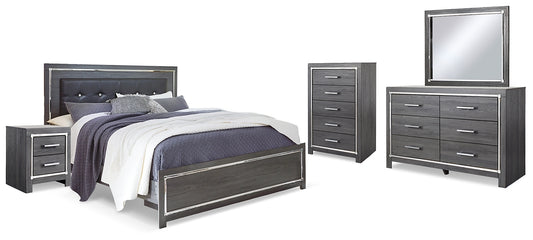 Lodanna  Panel Bed With Mirrored Dresser, Chest And Nightstand