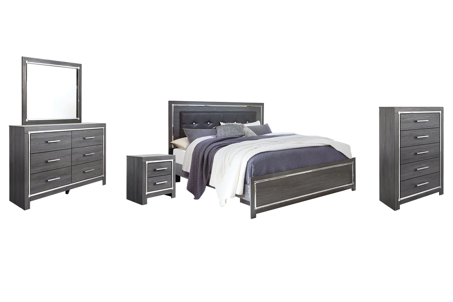 Lodanna Panel Bed With Mirrored Dresser, Chest And Nightstand