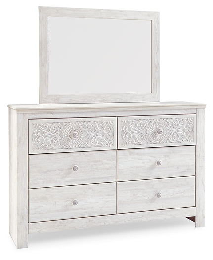 Paxberry  Panel Bed With Mirrored Dresser And Chest
