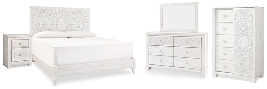 Paxberry Panel Bed With Mirrored Dresser, Chest And Nightstand
