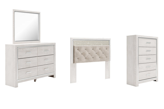 Altyra Panel Headboard Bed With Mirrored Dresser And Chest