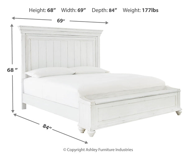 Kanwyn  Panel Bed With Storage With Mirrored Dresser And Chest