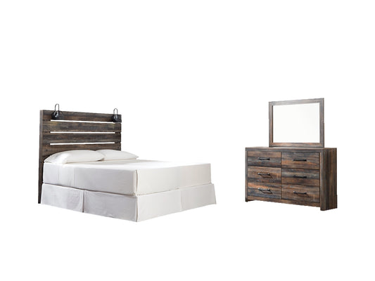 Drystan Panel Headboard Bed With Mirrored Dresser