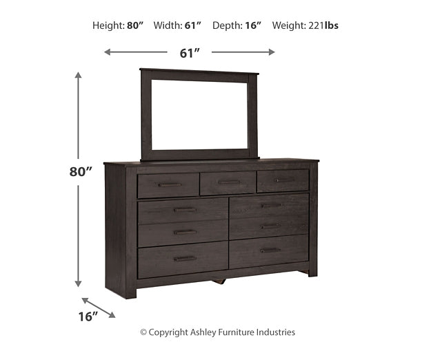 Brinxton  Panel Bed With Mirrored Dresser