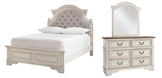 Realyn Panel Bed With Mirrored Dresser