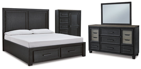 Foyland Panel Storage Bed With Mirrored Dresser And Chest