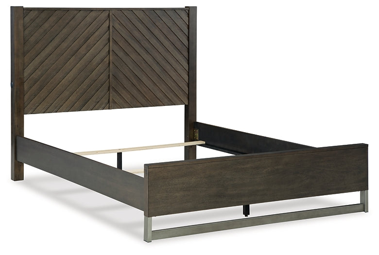 Arkenton  Panel Bed With Mirrored Dresser, Chest And Nightstand