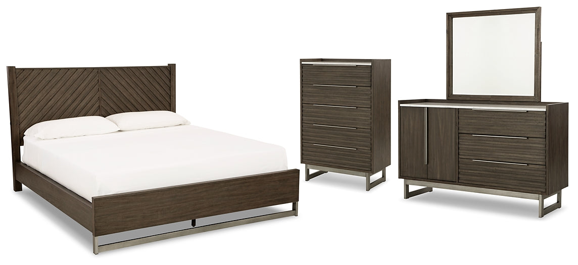 Arkenton California  Panel Bed With Mirrored Dresser And Chest
