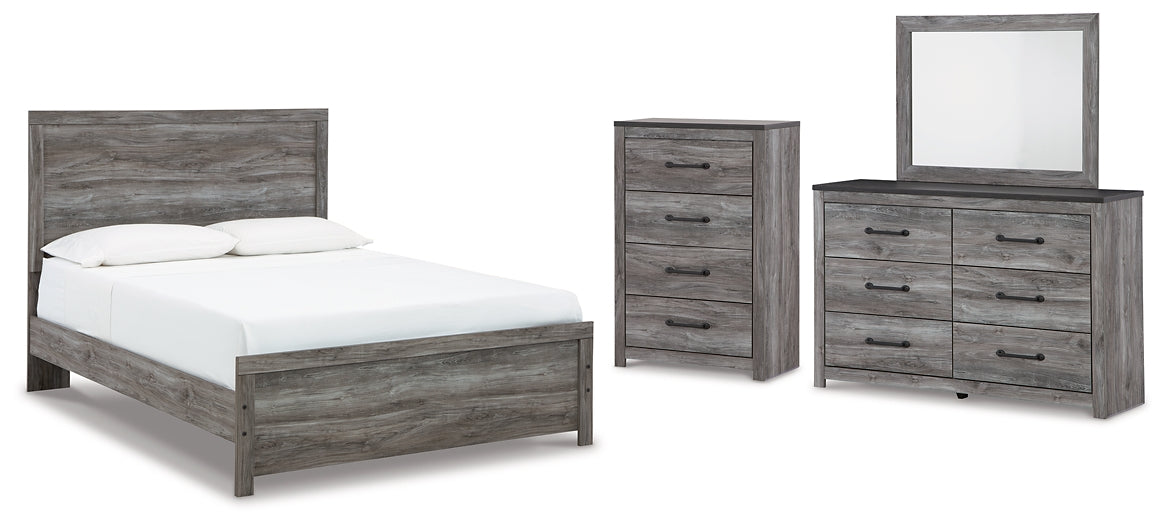 Bronyan  Panel Bed With Mirrored Dresser And Chest