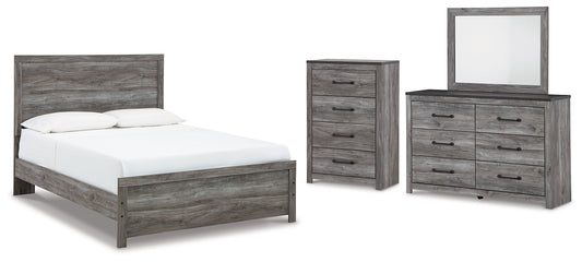Bronyan  Panel Bed With Mirrored Dresser And Chest