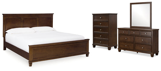 Danabrin Panel Bed With Mirrored Dresser And Chest