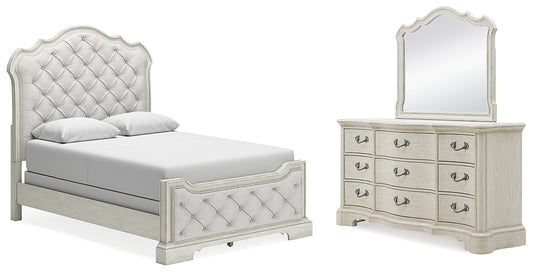 Arlendyne Upholstered Bed With Mirrored Dresser