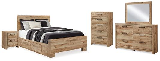 Hyanna Panel Bed With Storage With Mirrored Dresser, Chest And Nightstand
