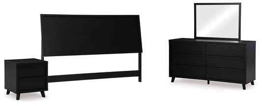 Danziar Panel Headboard With Mirrored Dresser And Nightstand