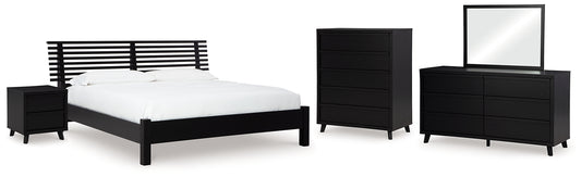 Danziar Panel Bed With Mirrored Dresser, Chest And Nightstand