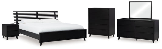 Danziar Panel Bed With Mirrored Dresser, Chest And Nightstand